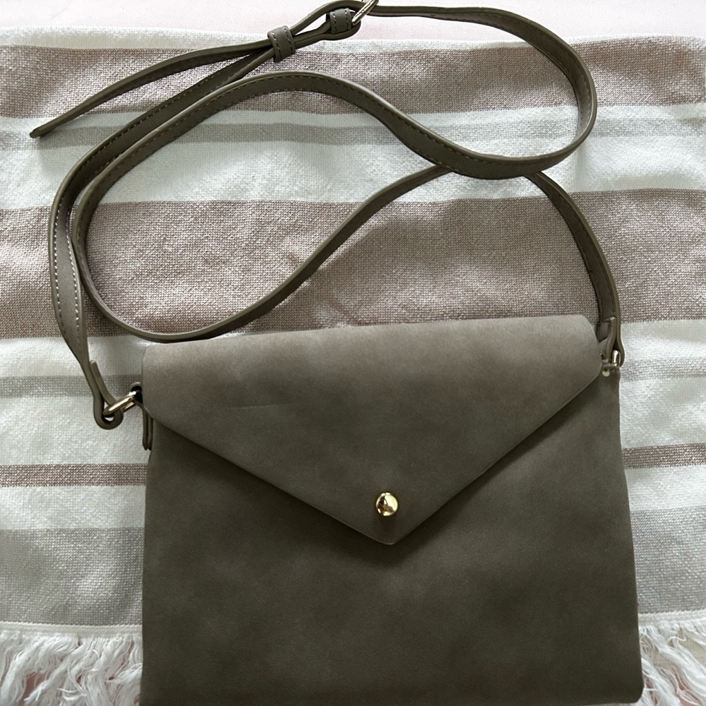 Taupe Shoulder Bag with Roomy Zippered Interior Spaces